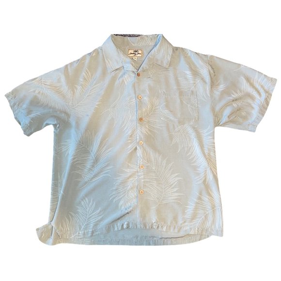 Jamaica Jaxx Green 100% Silk Button Down Hawaiian Shirt XL Cool Mint Green - Picture 1 of 7
